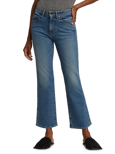 Shop Khaite Women's Vivian Bootcut Flare Jeans In Vintage Blue
