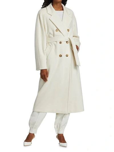 Shop Max Mara Women's 101801 Icon Madame Wool & Cashmere Double-breasted Coat In White