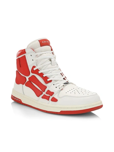Shop Amiri Skeleton Bone High-top Sneakers In White Red