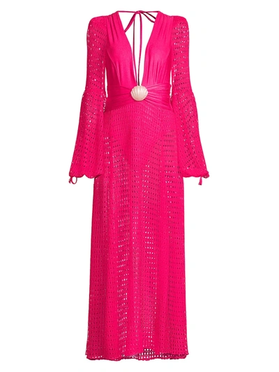 Shop Patbo Neon Crocheted Beach Dress In Cerise