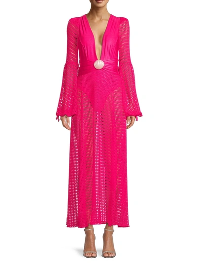 Shop Patbo Neon Crocheted Beach Dress In Cerise