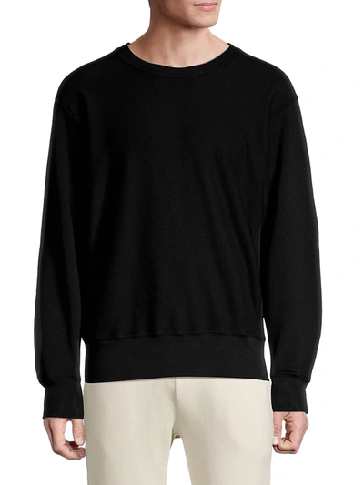 Shop Les Tien Men's Cotton Crewneck Pullover Sweatshirt In Jet Black
