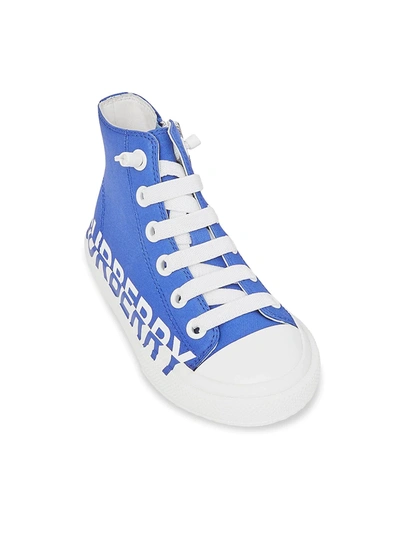 Shop Burberry Kid's Logo Print High-top Sneaker In Cobalt Blue