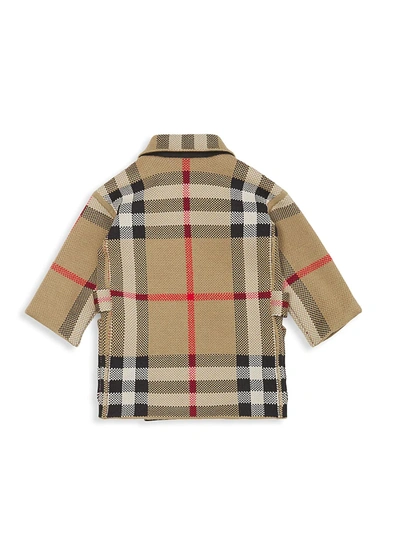 Shop Burberry Baby Girl's & Little Girl's Check Merino Wool-blend Jacquard Coat In Archive Beige