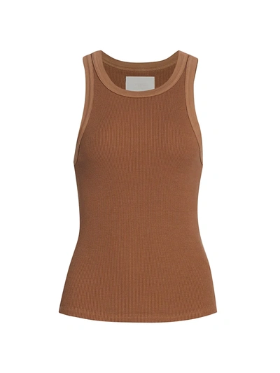 Shop Citizens Of Humanity Isabel Ribbed Tank Top In Camel Brown