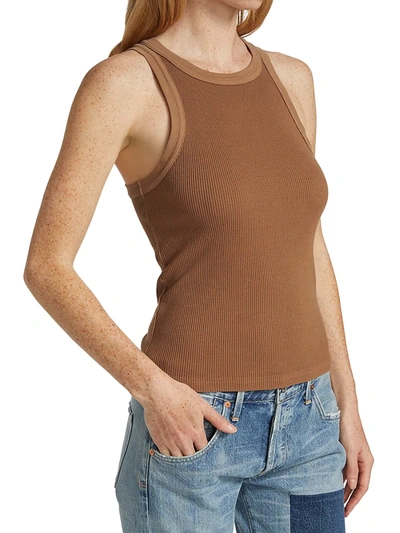 Shop Citizens Of Humanity Isabel Ribbed Tank Top In Camel Brown
