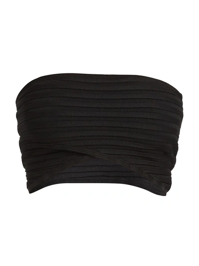 Shop Simon Miller Rib-knit Bandeau Crop Top In Black
