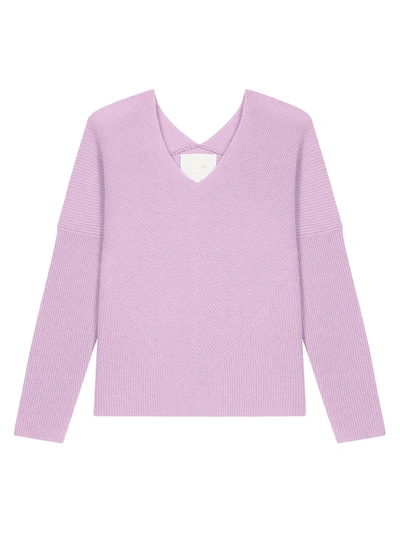 Shop Maje Madina Ribbed V-neck Sweater In Parma Violet