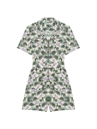 Shop Maje Izer Floral Print Playsuit In Green