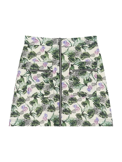 Shop Maje Jizer Floral Printed Viscose Linen Mini Skirt In Green