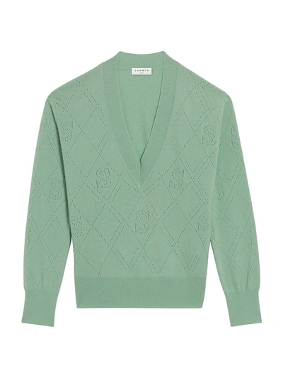 Shop Sandro Joseph Pointelle Knit Sweater In Light Pastel