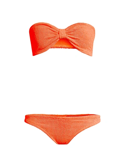 Shop Hunza G Jean Bow Two-piece Bikini Set In Orange