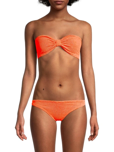 Shop Hunza G Jean Bow Two-piece Bikini Set In Orange