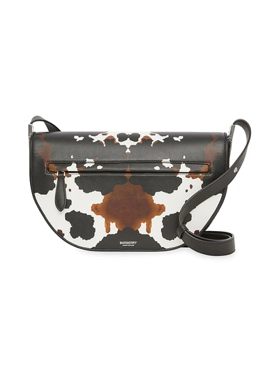 Shop Burberry Medium Olympia Leather Camouflage-print Shoulder Bag In Multicolour