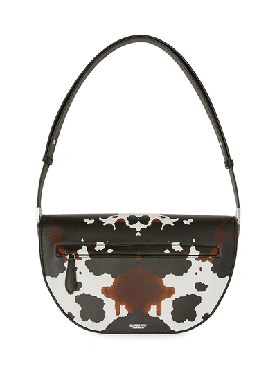 Shop Burberry Medium Olympia Leather Camouflage-print Shoulder Bag In Multicolour