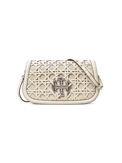 Shop Tory Burch Miller Basketweave Clutch In New Ivory