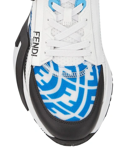 Shop Fendi Flow Ff Vertigo Mix Media Sneakers In Transparent Cyber Blue