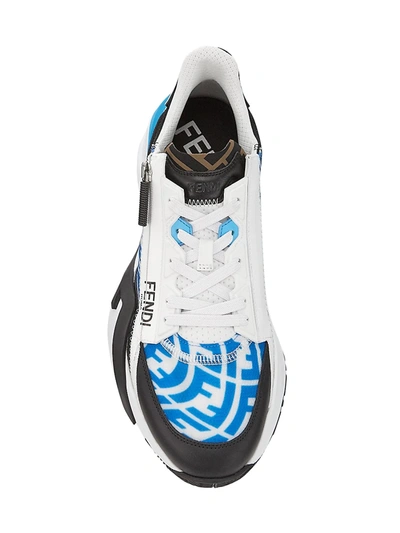 Shop Fendi Flow Ff Vertigo Mix Media Sneakers In Transparent Cyber Blue