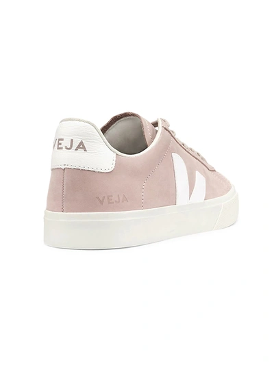 Shop Veja Women's Campo Logo Suede Low-top Sneakers In Babe White