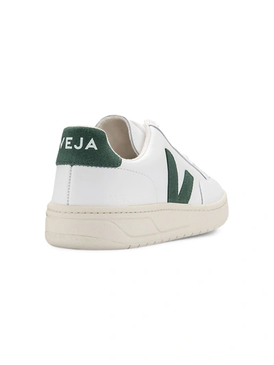 Shop Veja Women's V-12 Logo Patch Leather Low-top Sneakers In Neutral