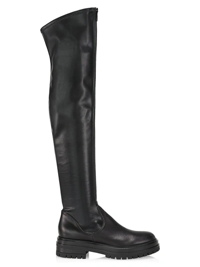 Shop Gianvito Rossi Women's Marsden Over-the-knee Stretch Vegan Leather Boots In Black