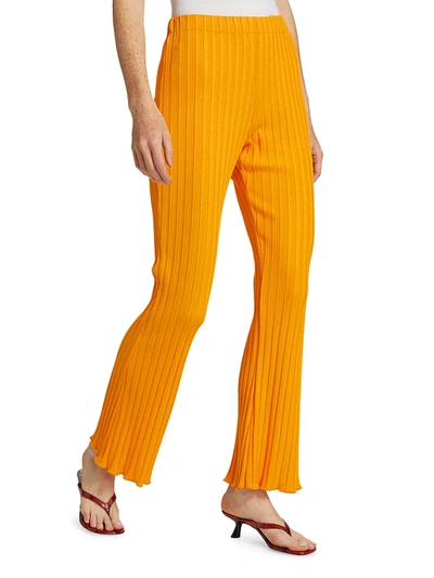 Shop Simon Miller Cyrene High-rise Rib-knit Pants In Sunset Orange
