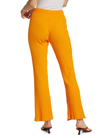 Shop Simon Miller Cyrene High-rise Rib-knit Pants In Sunset Orange