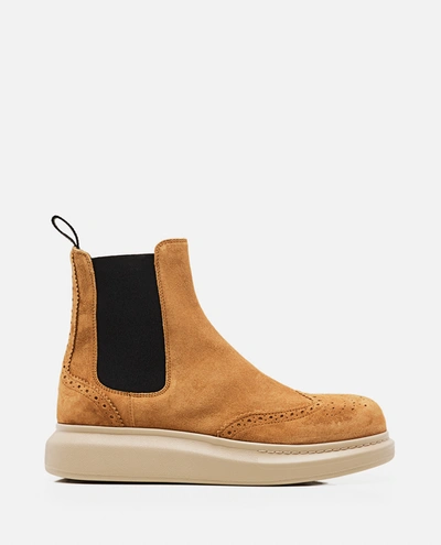 Shop Alexander Mcqueen Leather Chelsea Boots In Brown