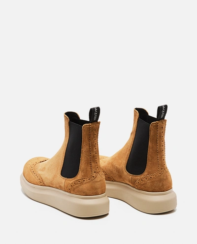 Shop Alexander Mcqueen Leather Chelsea Boots In Brown