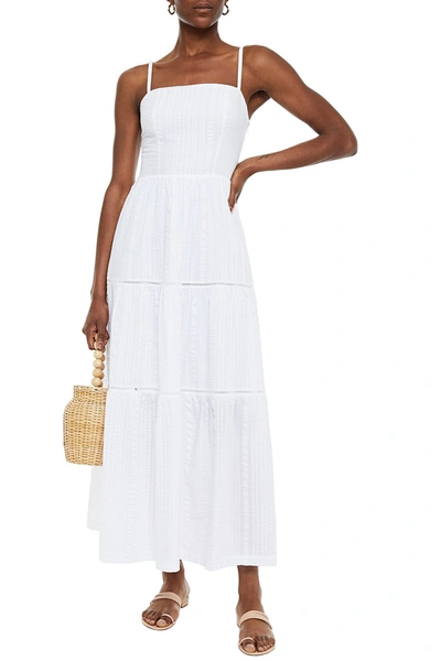 Shop Heidi Klein Tiered Cotton-seersucker Maxi Dress In White