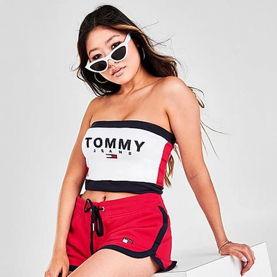 Tommy Jeans Women's Logo Bandeau Top In Sky Captain Multi
