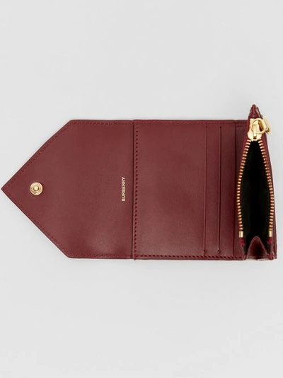 Shop Burberry Tartan Technical Cotton And Leather Fold In Burgundy