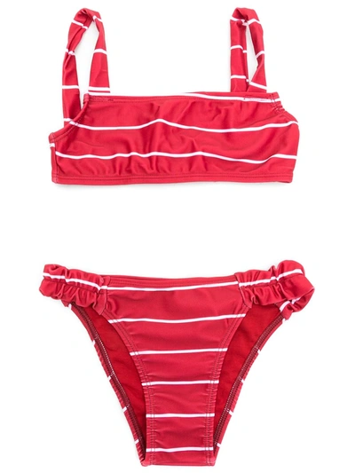 Shop Amir Slama Striped Bikini Set In 红色
