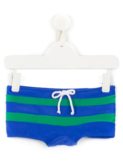 Shop Amir Slama Striped Swim Trunks In 蓝色