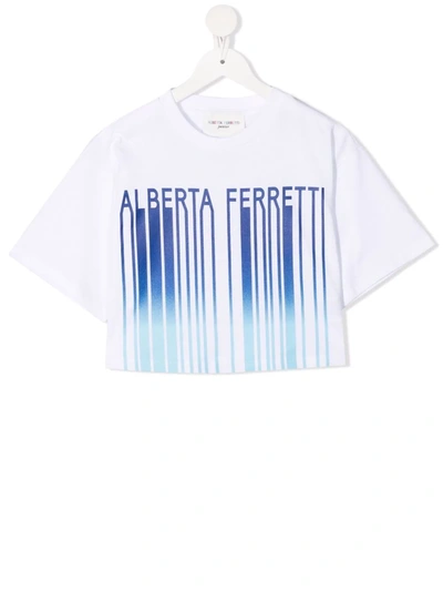 Shop Alberta Ferretti Logo-print Cotton T-shirt In 白色