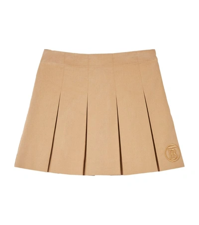 Shop Burberry Cotton Box-pleat Skirt (3-14 Years) In Brown