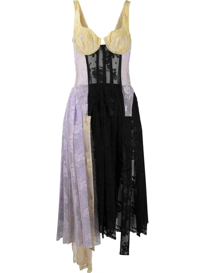 Shop Natasha Zinko Corset Midi Lace Dress In Schwarz