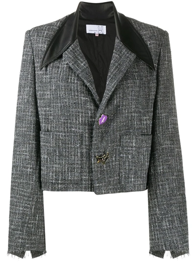 Shop Natasha Zinko Cropped Tweed Jacket In Grau