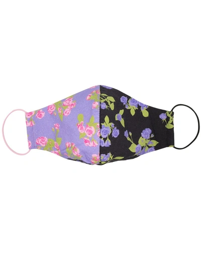 Shop Natasha Zinko Two-tone Floral-print Face Mask In Violett