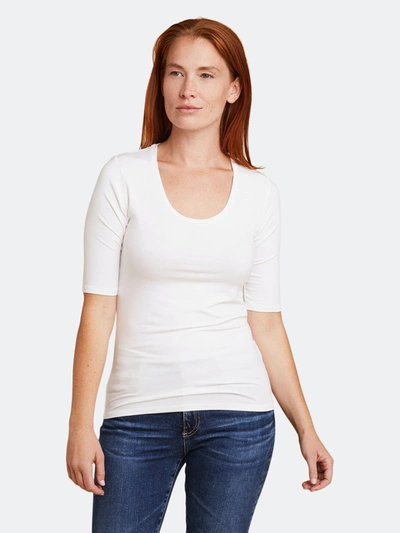 Shop Majestic Soft Touch Elbow Sleeve Scoop Neck In White