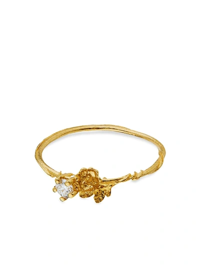 Shop Alex Monroe 18kt Yellow Gold Rosa Noisette Diamond Ring