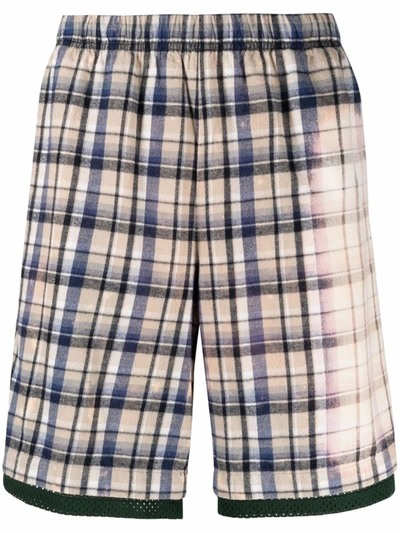 Shop Acne Studios Checked Flannel Basketball Shorts In Nude