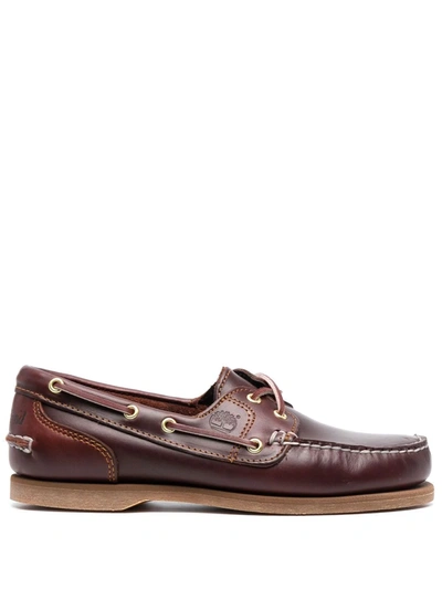 Shop Timberland Lace-up Leather Boat Shoes In Braun