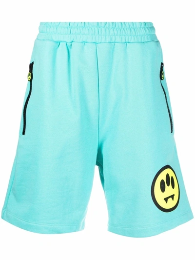 Shop Barrow Smiley-patch Jogger Shorts In Blau