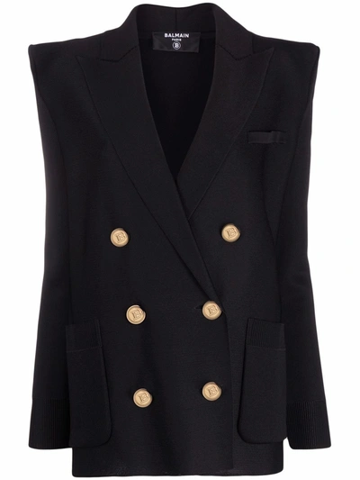 Shop Balmain Oversized Double-breasted Blazer In Schwarz