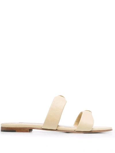 Shop Manolo Blahnik Pallera Knot-detail Leather Sandals In Nude