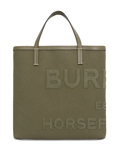 Shop Burberry Horseferry Linen Tote Bag In Grün