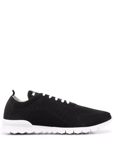 Shop Kiton Logo-embroidered Low-top Sneakers In Black