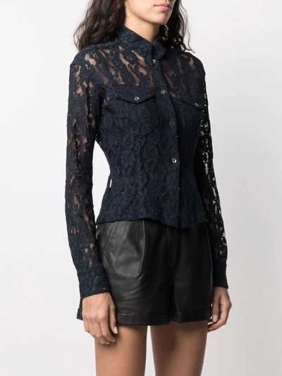 Pre-owned Dolce & Gabbana 1990s Buttoned Lace Shirt In Blue