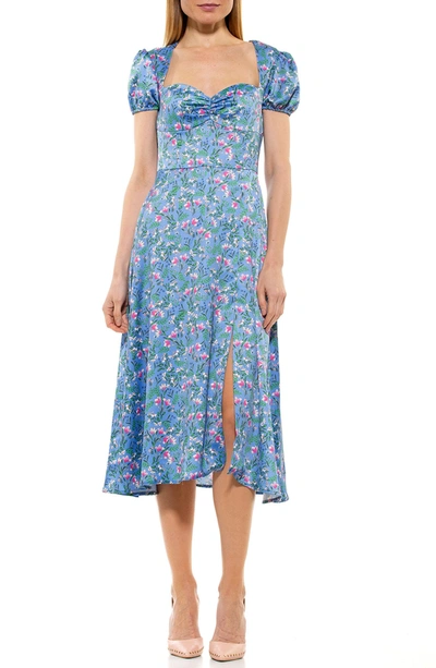Shop Alexia Admor Gracie Sweetheart Slit Dress In Blue Mini Floral